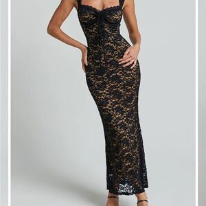 Showpo Black Lace Midi Dress